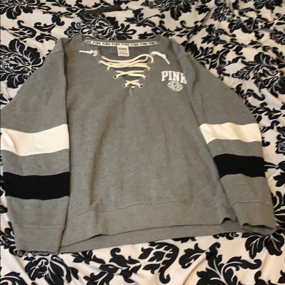 Tie-up crewneck sweatshirt